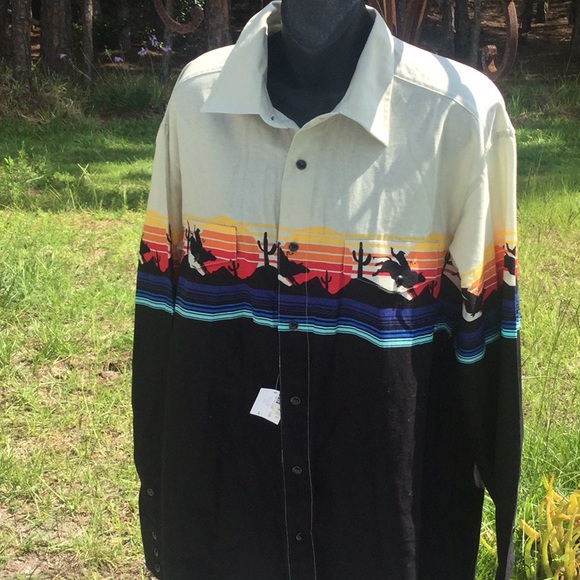 🤠 NWT Awesome Mens Unisex Fun Cowboy Style Shirt Sz Large Wardrobe Must Have🤠 - Picture 4 of 11